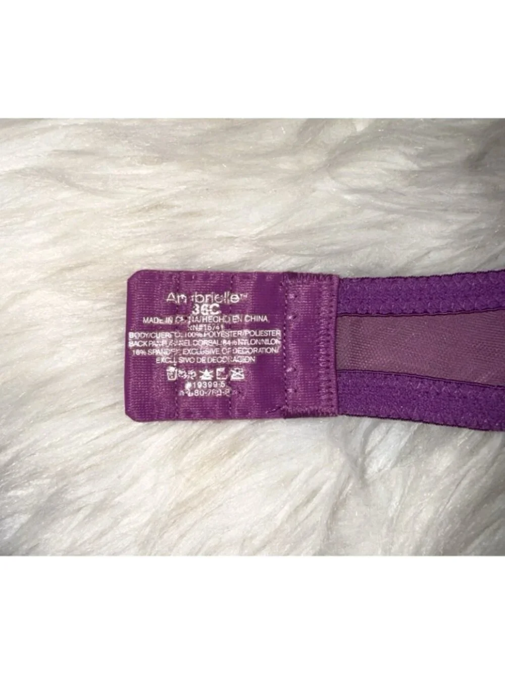Ambrielle 19399-5 Embroidered Lace Lightly Lined Bra Underwire Womens 36C Purple